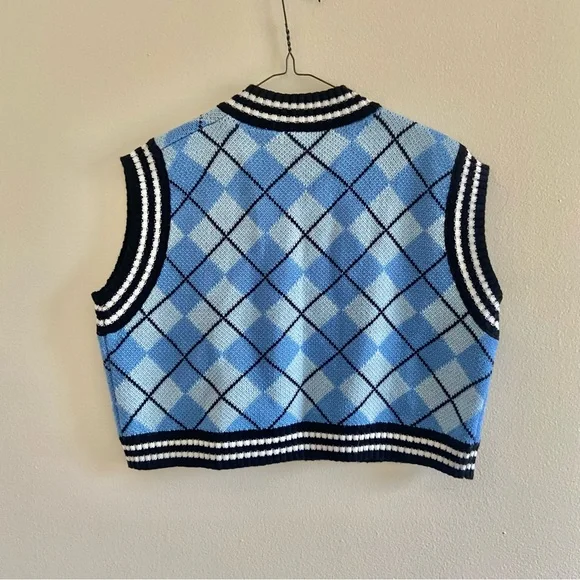 Ragged Priest argyle cropped sweater Large - Picture 5 of 10